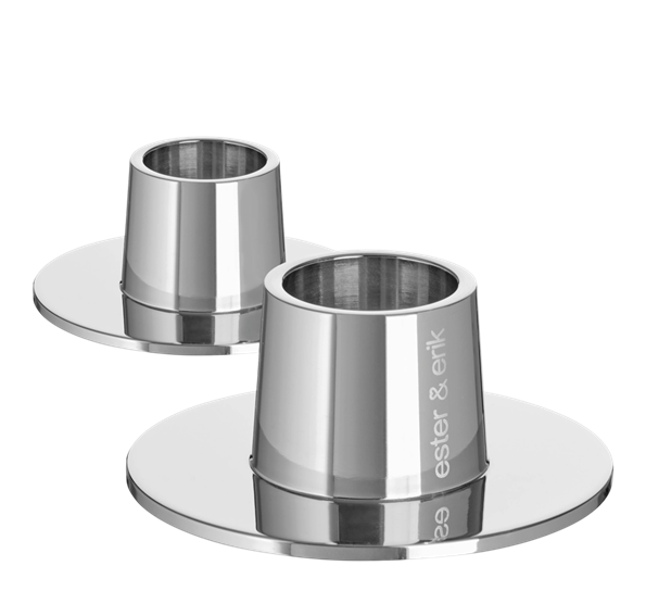 <p>Lysestake medium blank sølv 2-pk Ester &amp; Erik</p>
