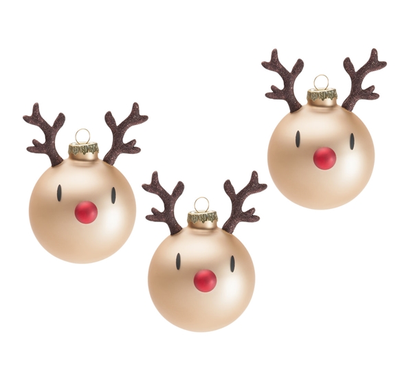 Mini Rudolf julepynt 3pk