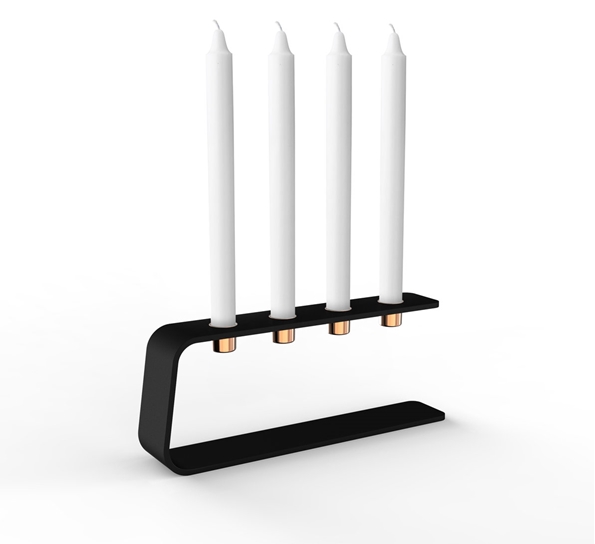 Vinkel 4 lysestake kobber