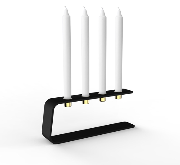 Vinkel 4 lysestake messing