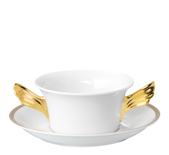 Meandre d`Or buljongkopp med skål fra Versace