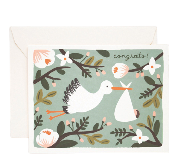 Babykort Congrats Stork fra Rifle Paper Co.