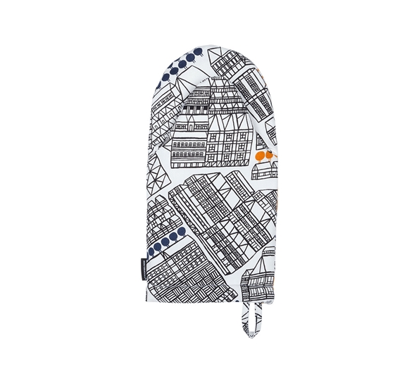 Puisto Osasto grytevott hvit sort blå fra Marimekko