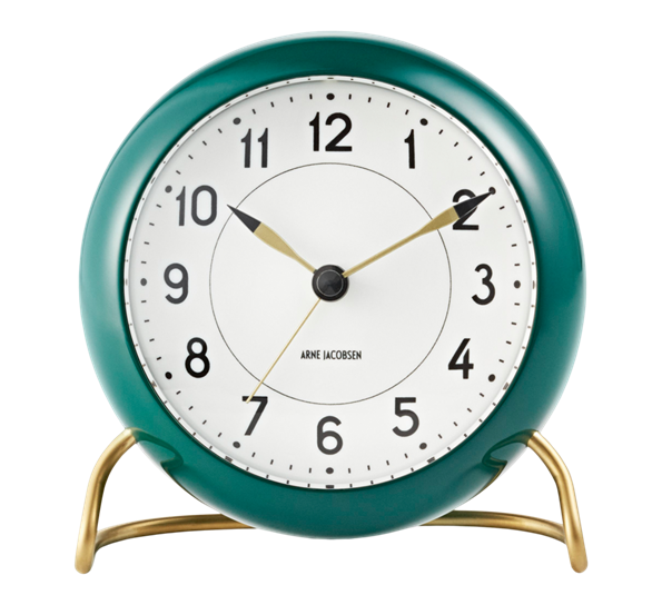 Station vekkerklokke grønn fra Arne Jacobsen klokker