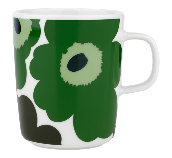 Oiva unikko 60th krus 2,5dl hvit grønn med grønn fra Marimekko