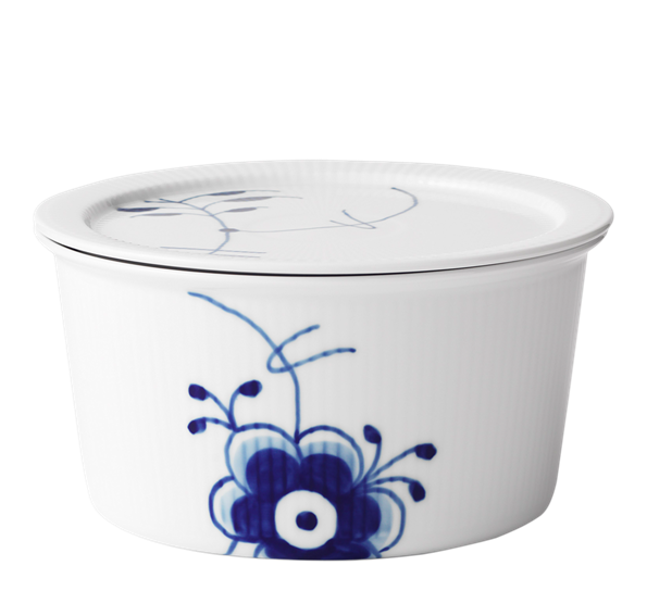 Blå Mega Riflet skål med lokk 100 cl fra Royal Copenhagen