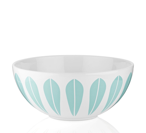 Lotus skål 24 cm hvit m mintgrønn dekor fra Lucie Kaas