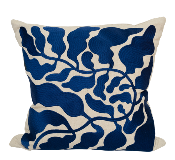 Leaves brodert putetrekk 48x48 cm blå fra Fine Little Day