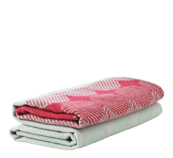 Ekko pledd bringebær mint fra Normann Copenhagen