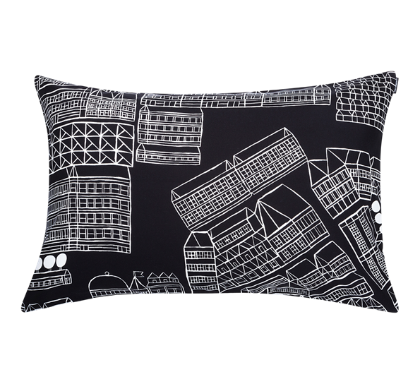 Asemakaava putetrekk 60x40 cm sort hvit fra Marimekko