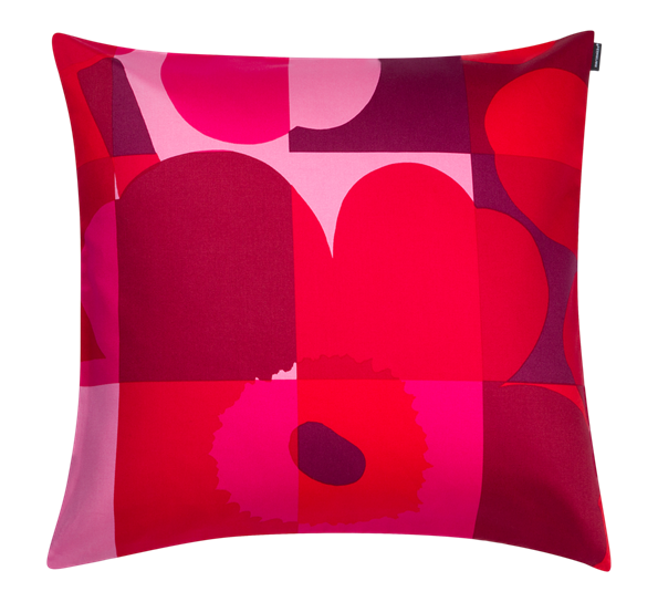 Ruutu-Unikko putetrekk 50x50 cm rød rosa fra Marimekko