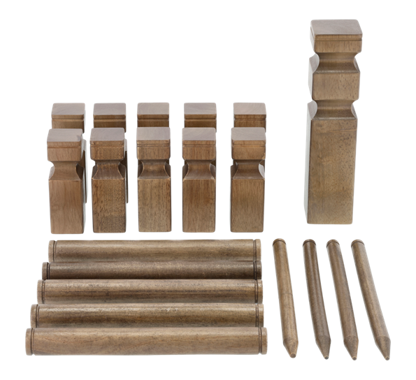 Kubb grått og brunt gummitre fra Moments of Play