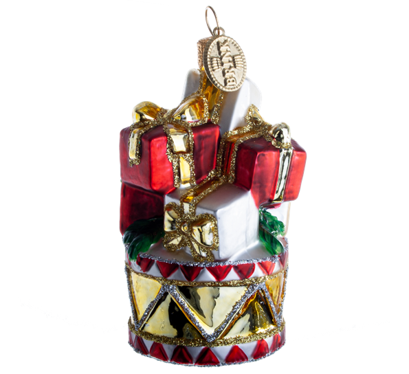 Julekule tromme med presanger 8 cm fra Brink Nordic