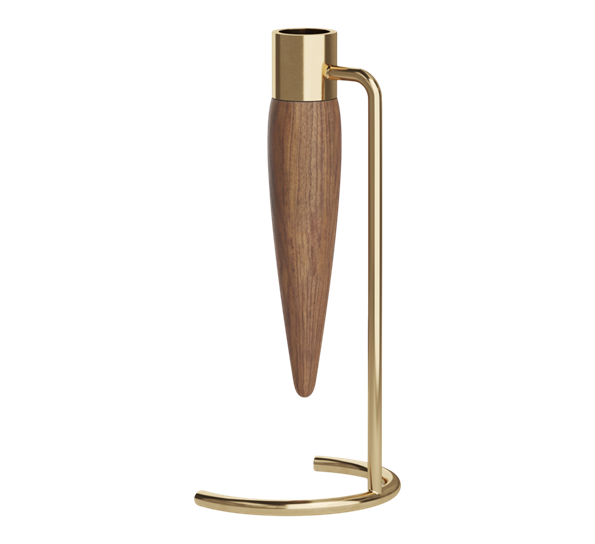 Umanoff lysestake polert messing valnøtt fra Audo Copenhagen