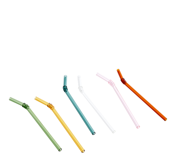 Sip Swirl sugerør borosilikatglass 6-pk fra HAY