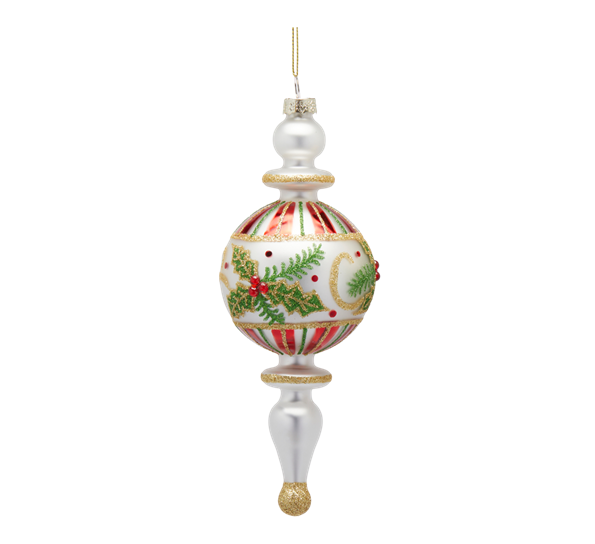 <p>Julekule h20 cm ø8 cm hvit og grønn rund EDG Enzo de Gasperi</p>
