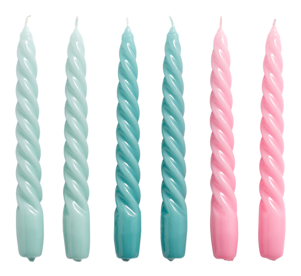 Twist Candle stearinlys 6-pk arctic blue teal pink fra HAY