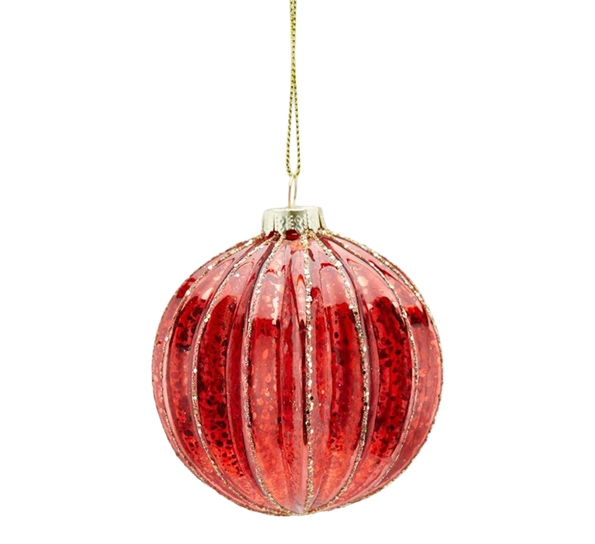 Julekule striper ø8 cm antikk rød EDG Enzo de Gasperi