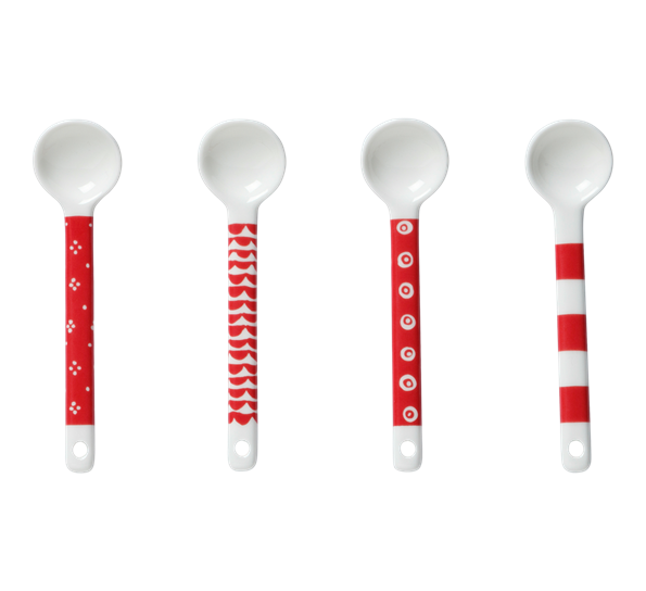 Skje 4 pk hvit rød fra Marimekko