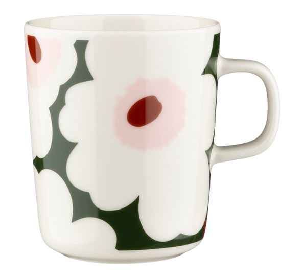 Unikko krus 2,5dl mørkegrønn hvit rosa fra Marimekko