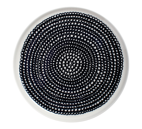 Oiva Siirtolapuutarha asjett. 20 cm hvit sort fra Marimekko