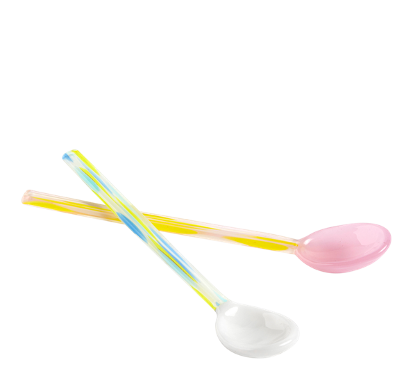 Glasskjeer Flat 2-pk lys rosa og hvite fra HAY