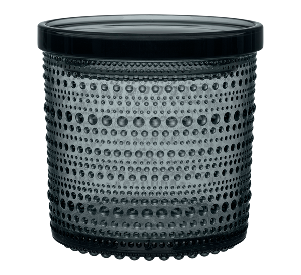 Kastehelmi mørk grå glasskrukke 116x114mm fra Iittala