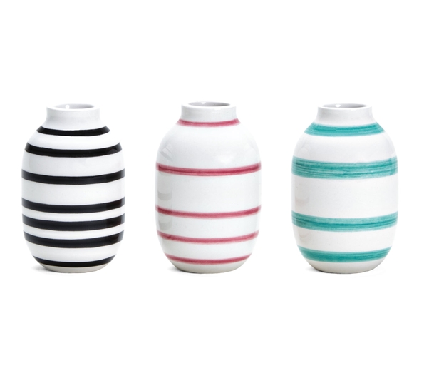 Omaggio miniatyrvaser sort lysgrønn rosa 3 pk fra Kähler