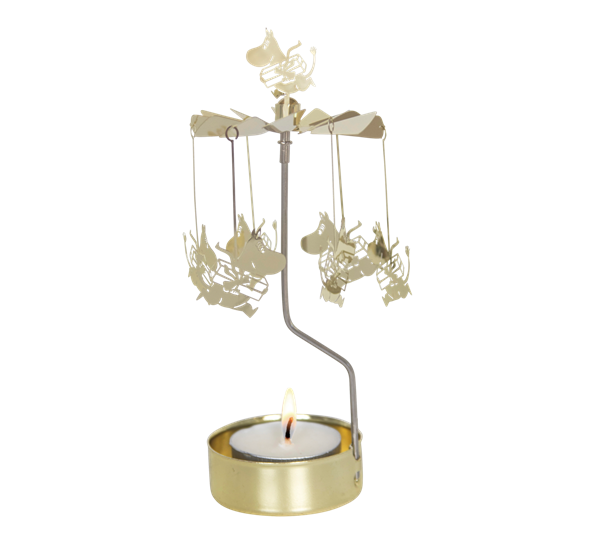 Englespill Mummitrollet med gaver gull fra Pluto Design