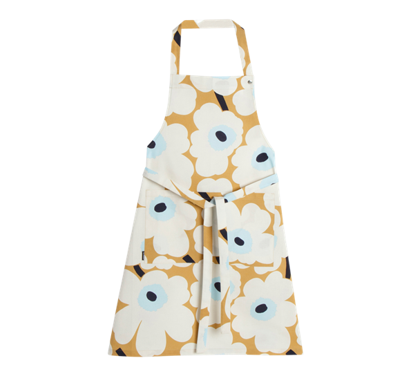 Unikko forkle beige krem blå fra Marimekko