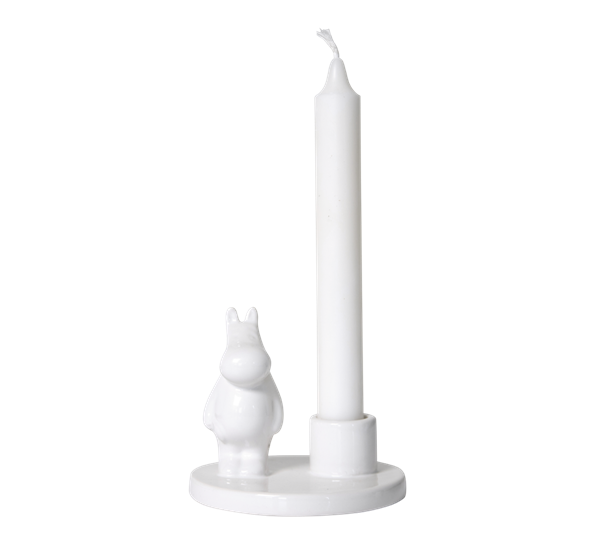Lysestake Mummitrollet keramikk hvit fra Pluto Design