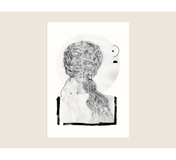 Black braids 50 x 70 cm