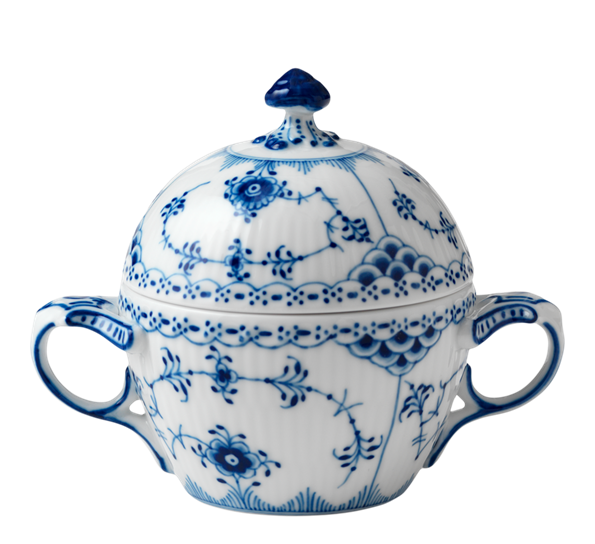 Musselmalt Halvblonde sukkerskål med lokk 20 cl fra n