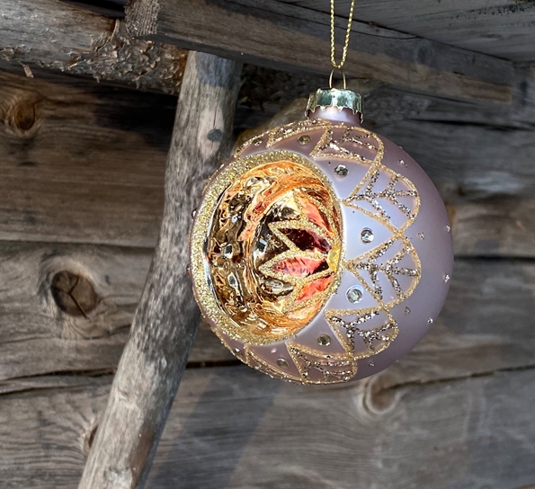 Julekule glitterdekor krater soft rosa fra Und