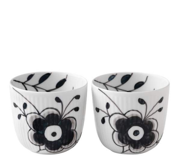 Sort Mega Riflet telysestaker 2pk fra Royal Copenhagen