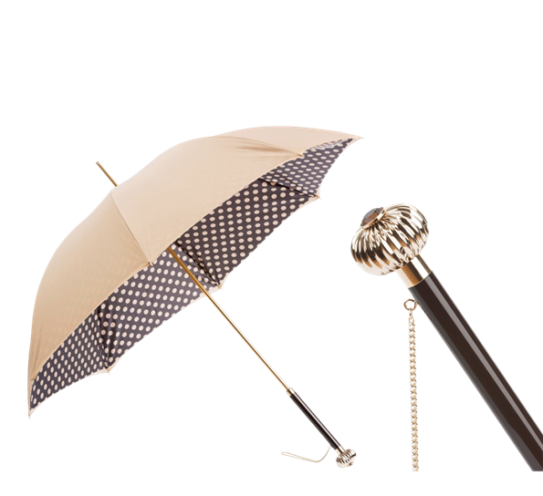 Paraply lang prikkete beige og sort fra Pasotti Ombrelli