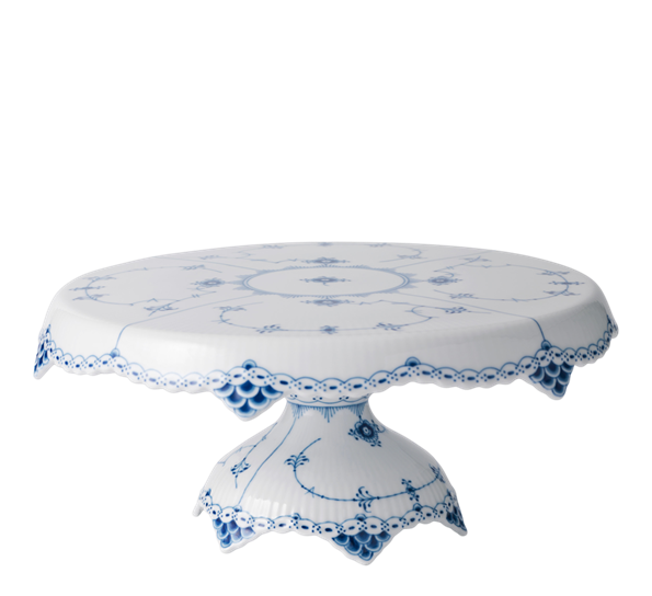 Musselmalt Halvblonde kakefat på fot 31 cm fra n