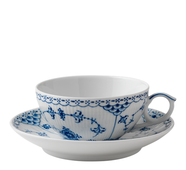 Musselmalt Halvblonde tekopp med skål 20 cl fra n