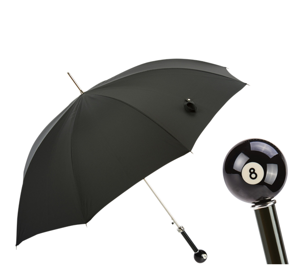 Paraply lang med 8ball biljardkule sort fra Pasotti Ombrelli