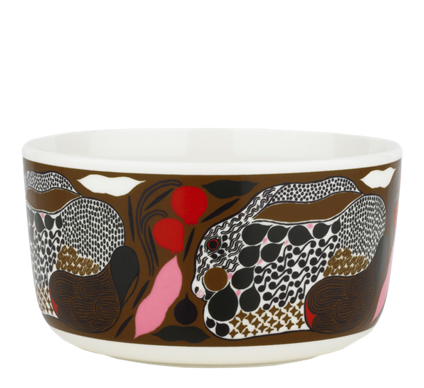 Oiva Rusakko skål 5 dl hvit brun mørkegrønn rød fra Marimekko