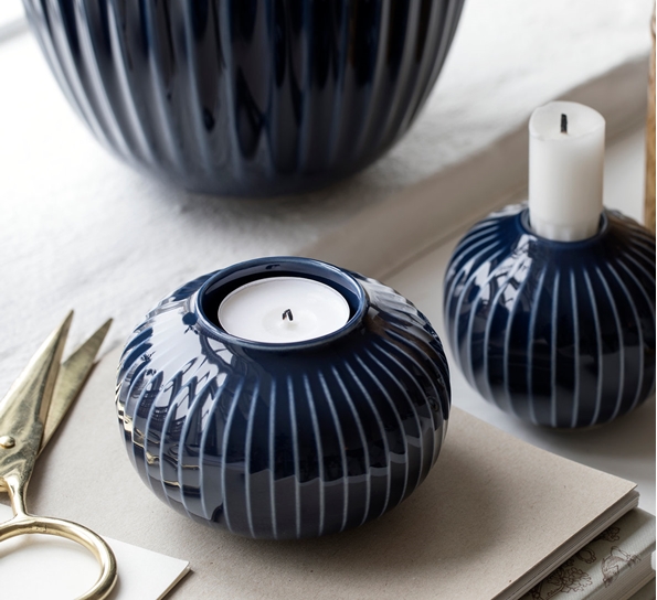 Hammershøi telysestake indigo 6,5 cm fra Kähler