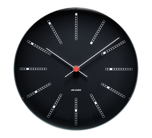 Bankers veggklokke 21 cm sort fra Arne Jacobsen klokker