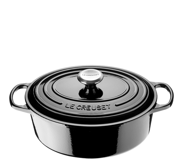 Jerngryte oval 4,1l 27cm blank sort fra Le Creuset