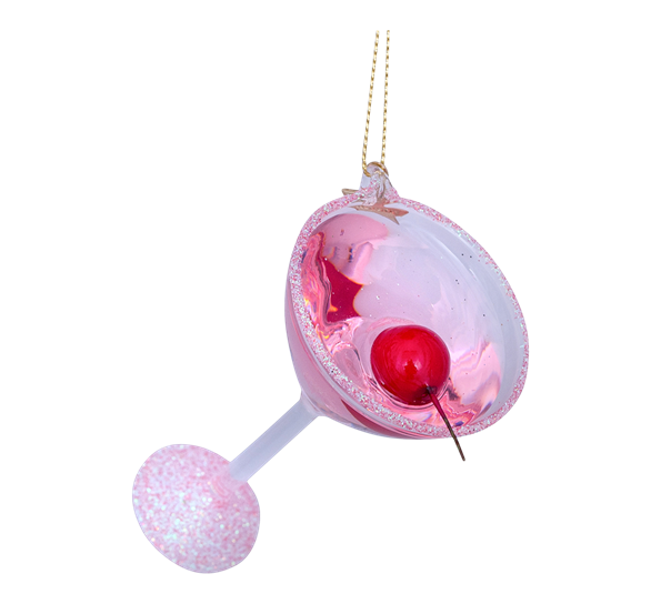 Glassornament cosmopolitan cocktail rosa 8,5 cm Vondels