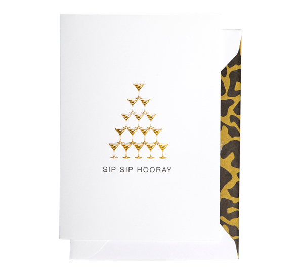 <p>Kort A6 Sip Sip Hooray hvit&nbsp;Cardsome</p>
