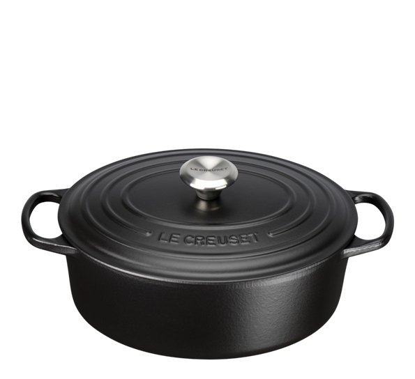 Jerngryte oval 6,3l 31cm matt sort fra Le Creuset