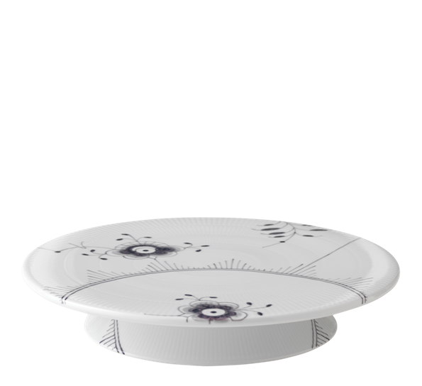 Sort Mega Riflet kakefat på fot 32 cm fra Royal Copenhagen