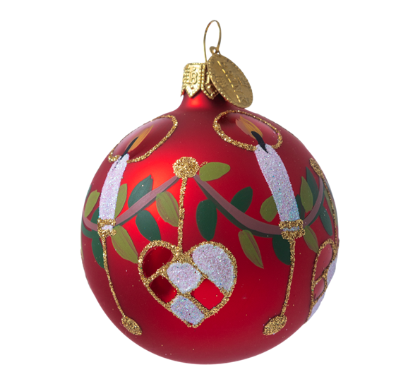 Julekule med flettehjerte 6 cm fra Brink Nordic