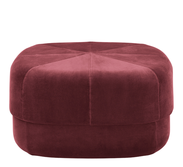 Circus puff stor mørk rød velur fra Normann Copenhagen