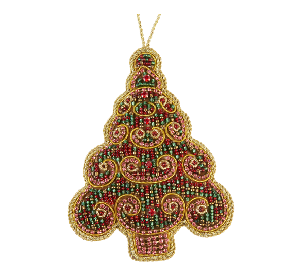 <p>Juletre med broderinger 11,5cm&nbsp;rosa krystaller Tinker Tailor</p>
